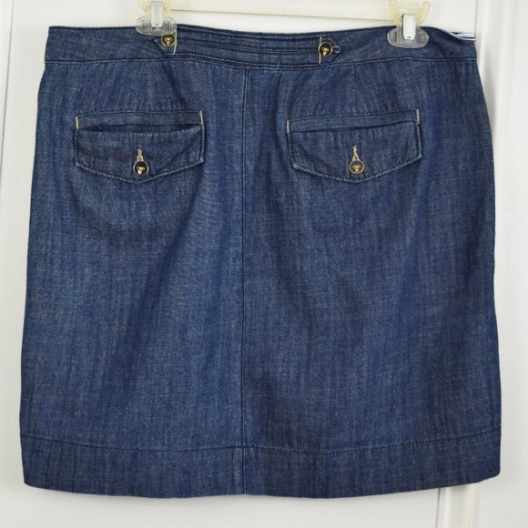 Tommy Hilfiger Denim Skirt Women 12 Blue Preppy Twee Cotton Nautical Retro Casua - Picture 2 of 12